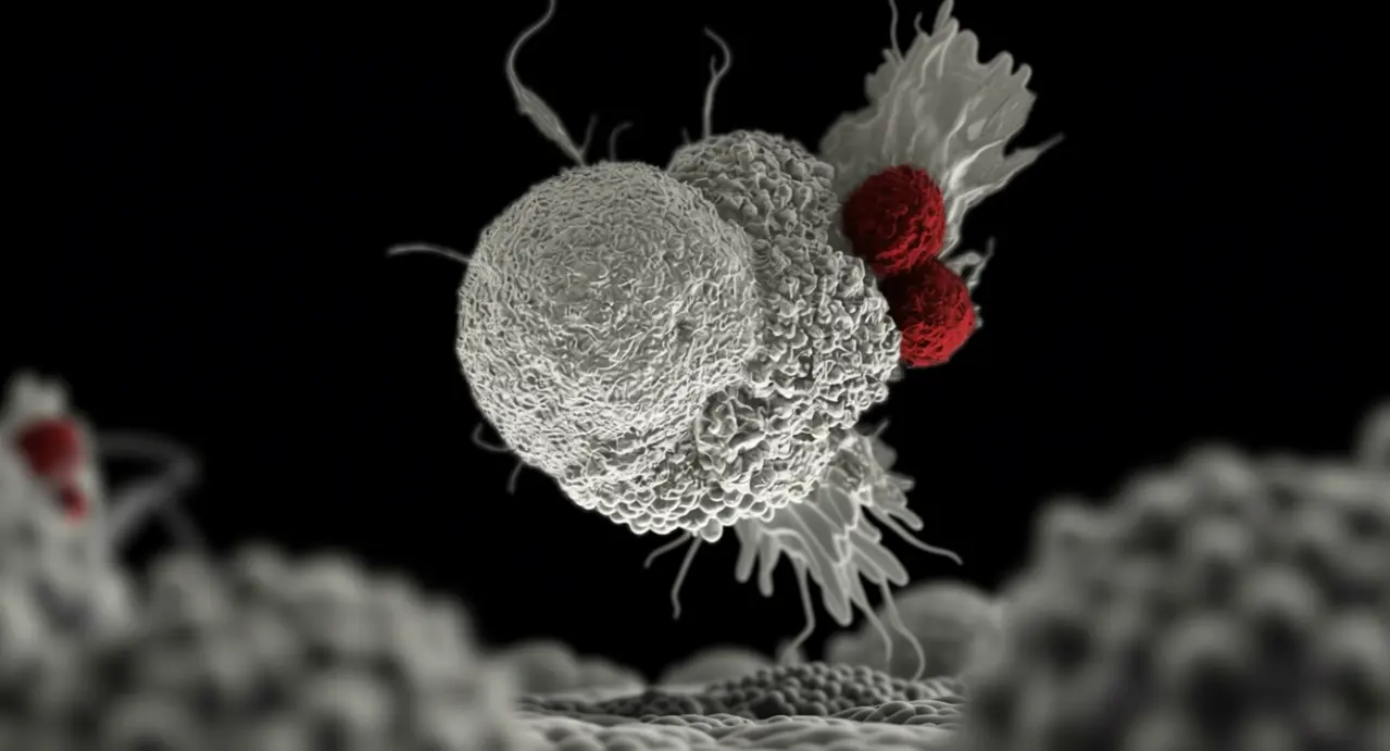 Cellule al microscopio interagiscono in un ambiente simulato