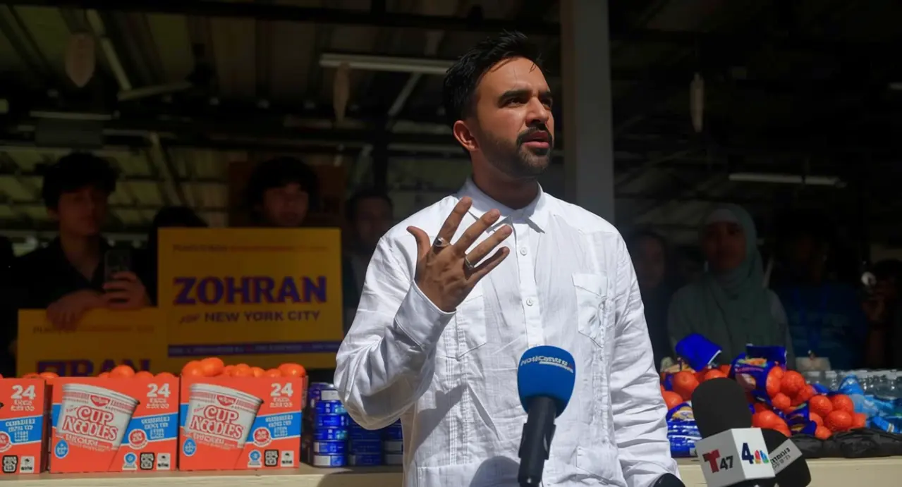 Una persona parla davanti a microfoni durante un evento pubblico