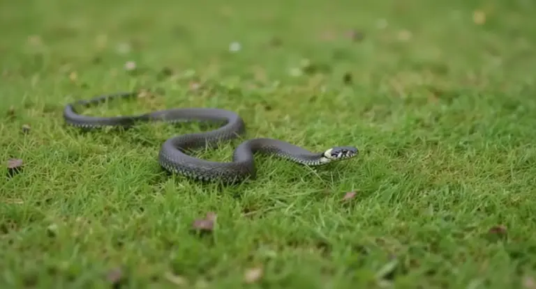 Serpente su un prato verde in un giardino